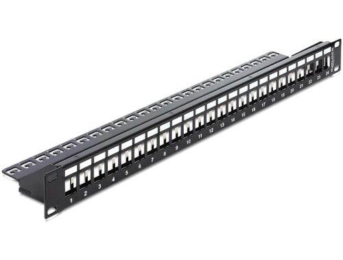DELOCK Keystone Patch Panel, για 19" rack, 24 ports, Black