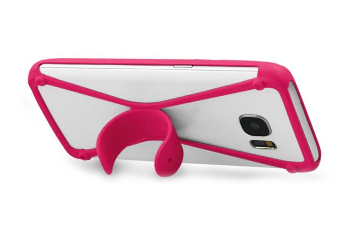 POWERTECH Universal silicone bumper 4,5-5,5" with kickstand, Pink