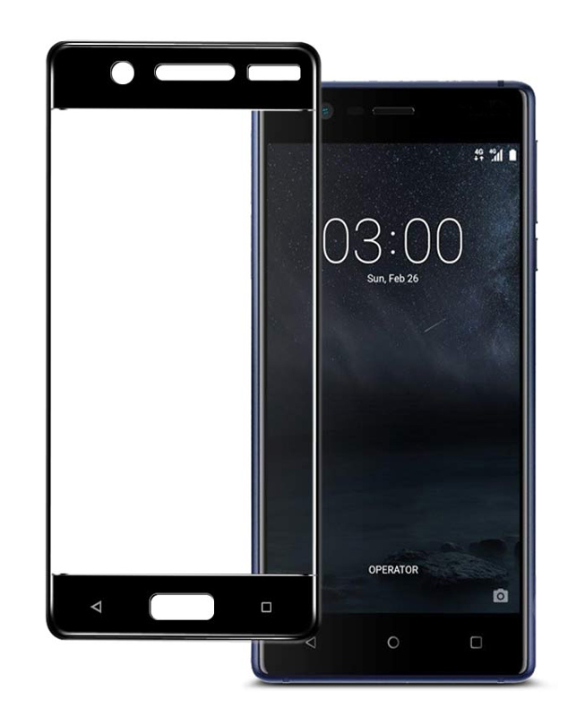 POWERTECH Tempered Glass 3D Full Face για Nokia 5, Black