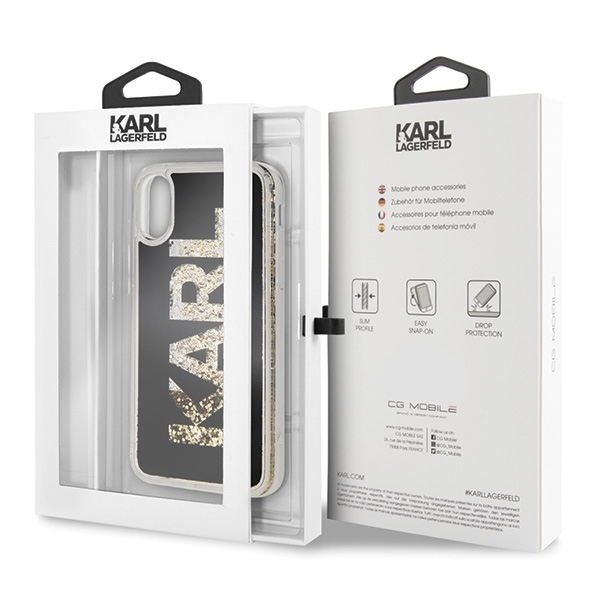 Original KARL LAGERFELD Case - Glitter Karl Logo Hardcase KLHCPXKAGBK - Iphone X/XS Black - Image 5