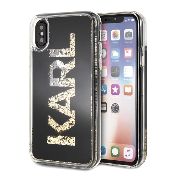 Original KARL LAGERFELD Case - Glitter Karl Logo Hardcase KLHCPXKAGBK - Iphone X/XS Black