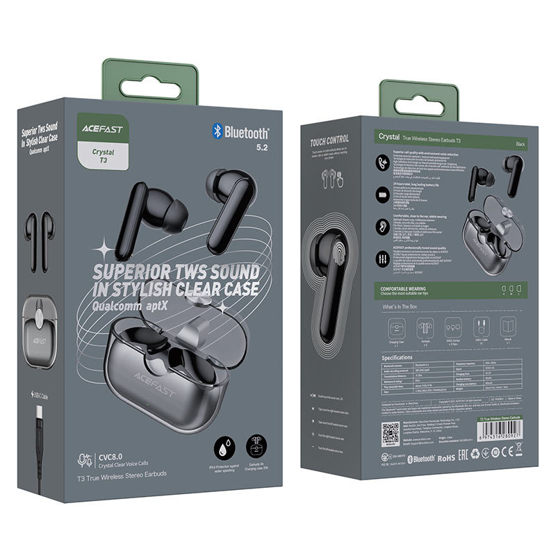 Acefast TWS Bluetooth Earphones T3 Black - Image 5