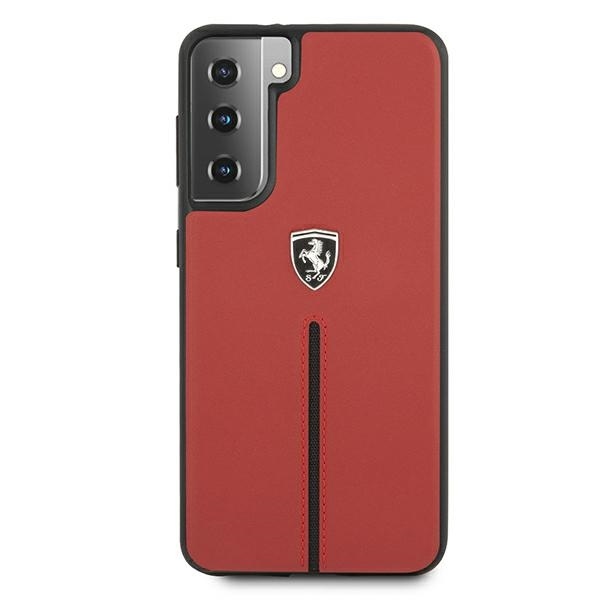 Original Case FERRARI - Hard Case Off Track Leather Nylon Stripe FEOSIHCS21MRE - Samsung S21 Plus Galaxy G996 Red - Image 3