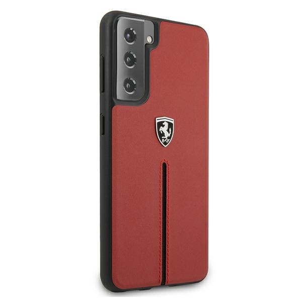 Original Case FERRARI - Hard Case Off Track Leather Nylon Stripe FEOSIHCS21MRE - Samsung S21 Plus Galaxy G996 Red - Image 4