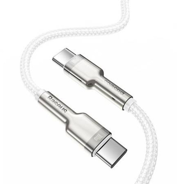 Baseus Cable Cafule Metal - Type C to Type C - PD 100W 1 metre (CATJK-C02) white - Image 2
