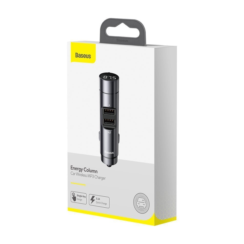 Baseus Transmitter FM Energy Column Bluetooth MP3 - 2xUSB - charger QC 3,1A (CCNLZ-0G) Dark grey - Image 6